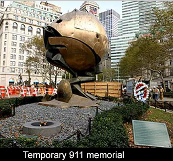 temporary memorial to the events of 9/11